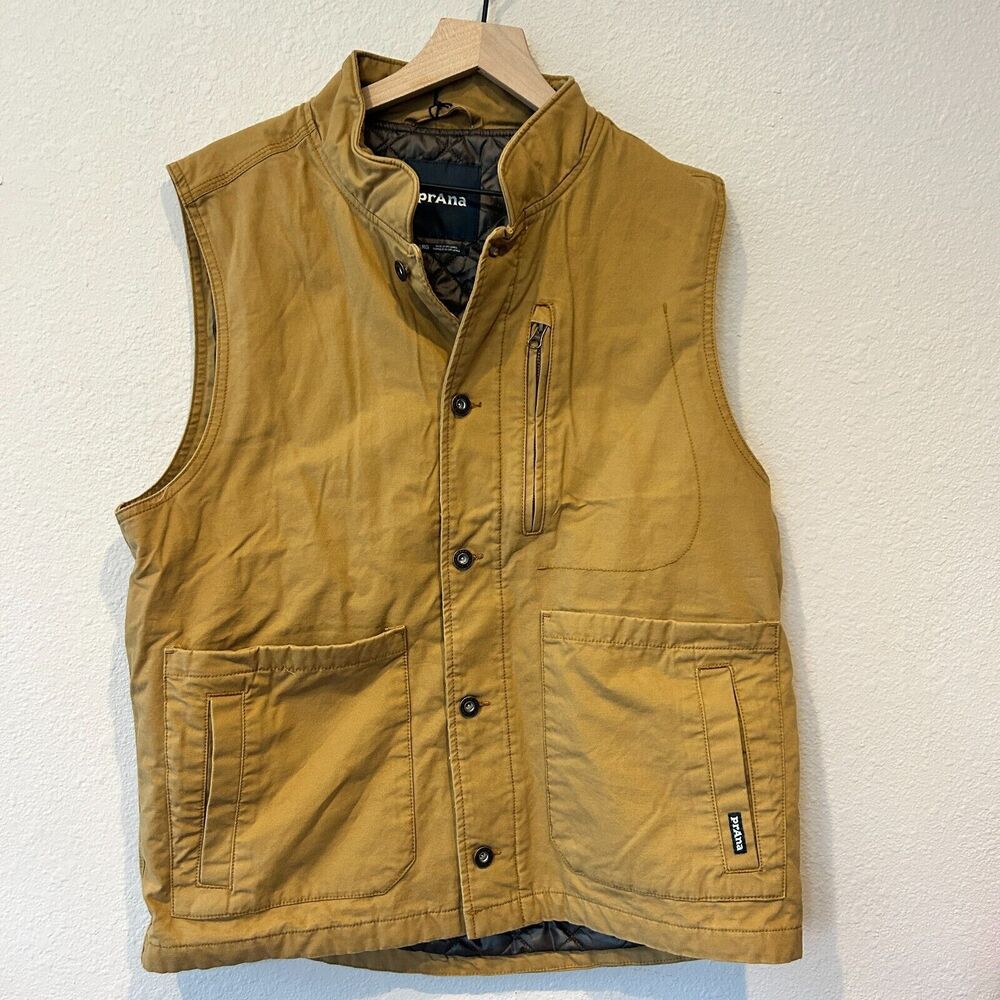 NWT Prana Trembly Vest MENS LARGE Canvas Quilted Lined Utility Tan/Beige